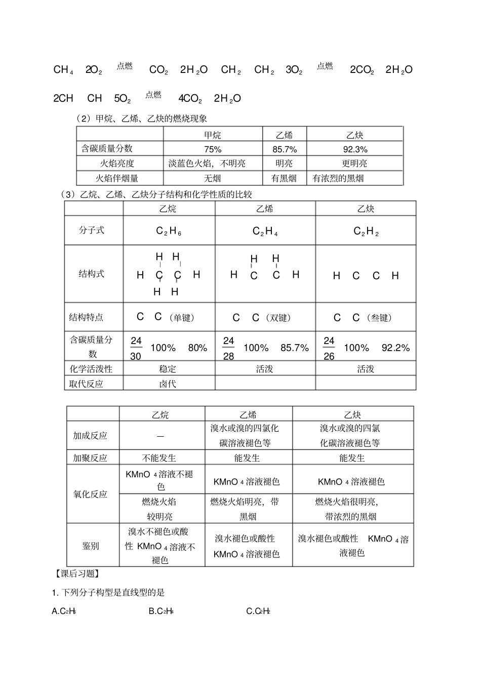 乙炔炔烃学案_第3页