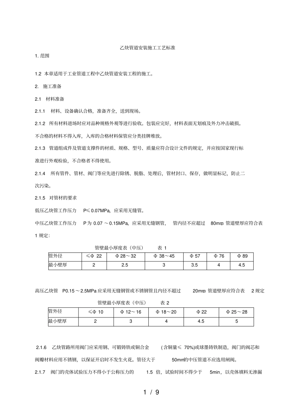 乙炔管道安装的施工工艺_第1页