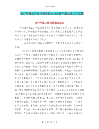 会计年度工作总结报告范文与会计年度总结工作汇编