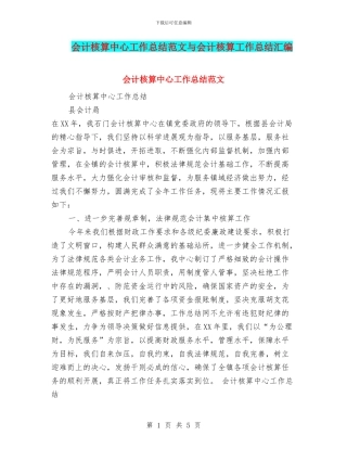 会计核算中心工作总结范文与会计核算工作总结汇编