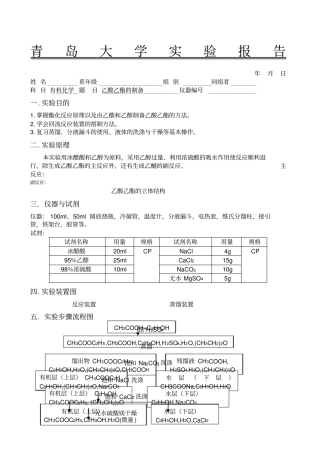 乙酸乙酯的制备试验报告