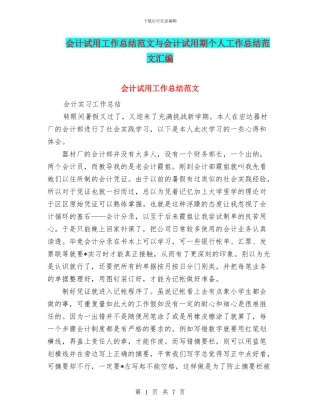 会计试用工作总结范文与会计试用期个人工作总结范文汇编