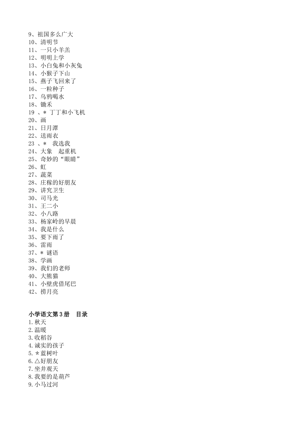 偶然在网上看到了小时候学过的语文课本目录_第2页
