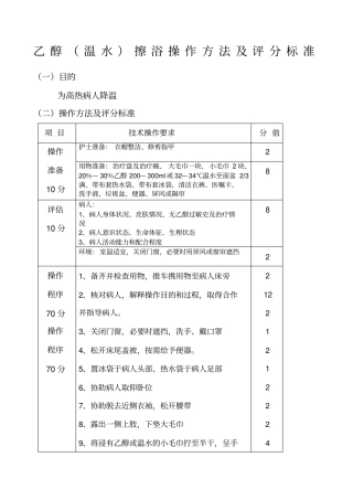 乙醇擦浴考核标准