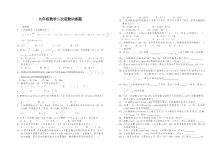 九年级数学假期作业二次函数章节