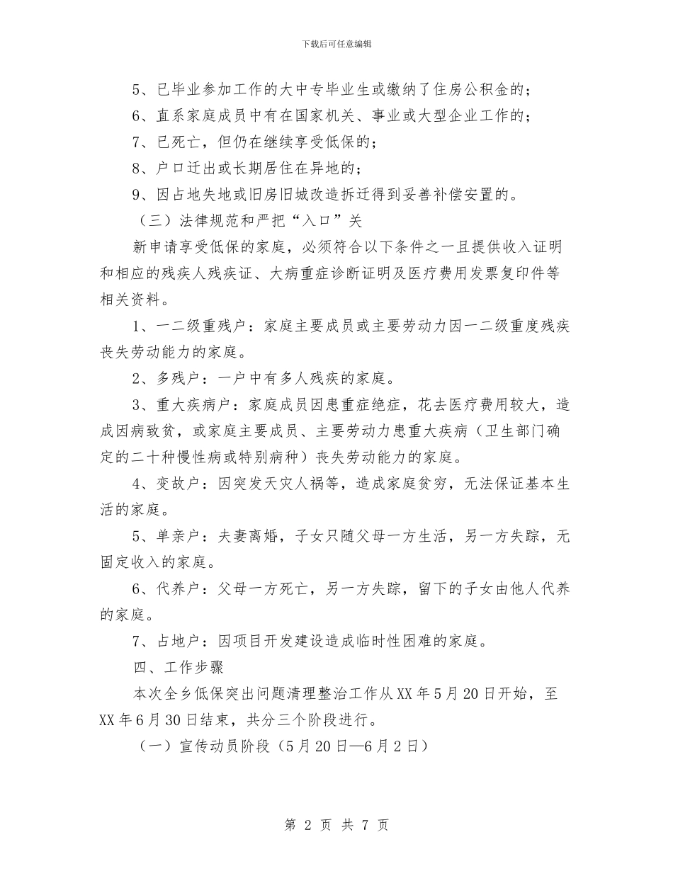 低保突出问题清理整治方案与低炭环保演讲稿汇编_第2页