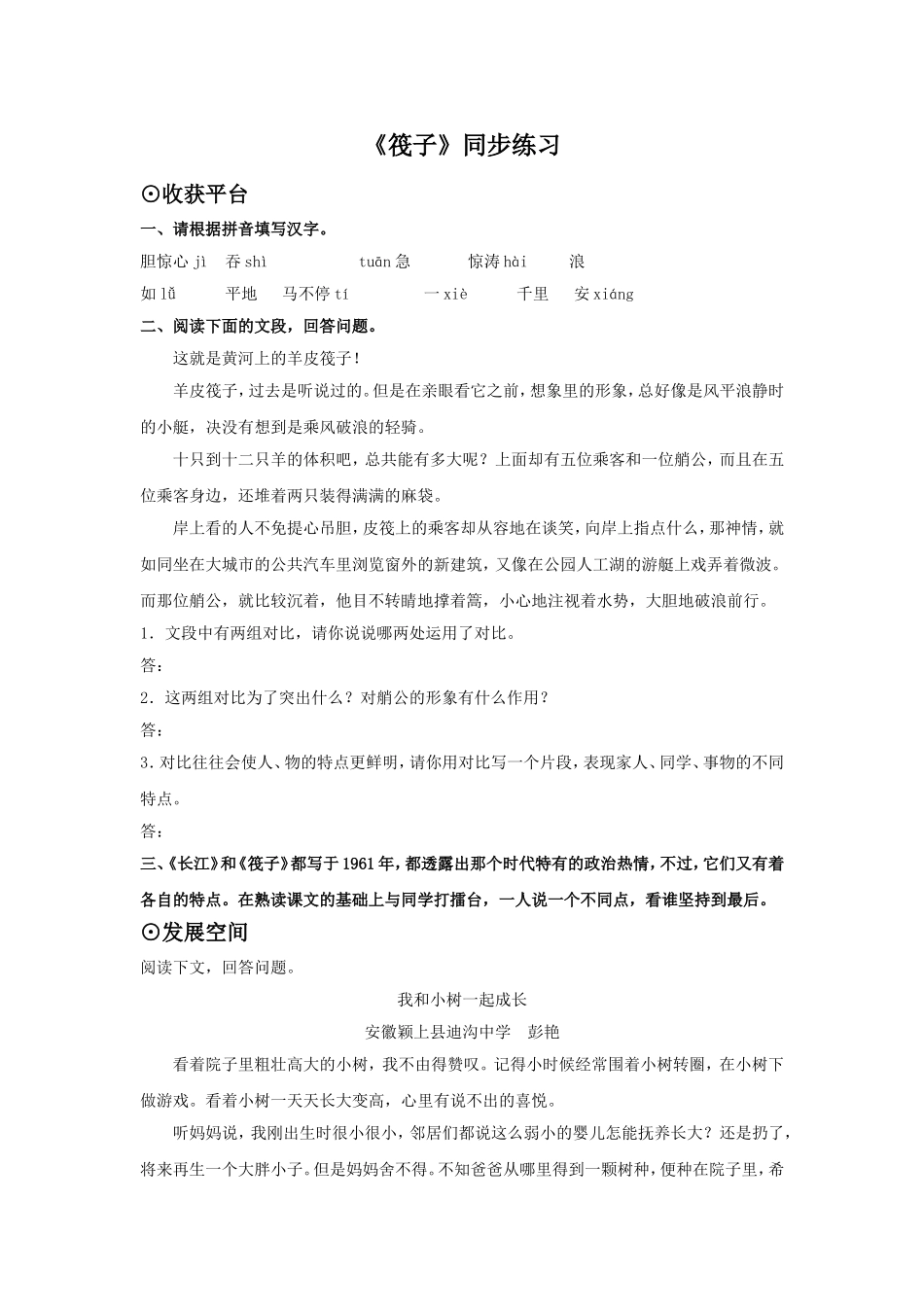 《筏子》同步练习1_第1页