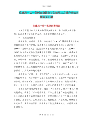 住建局一法一条例自查报告与住建局三力提升活动实施意见汇编