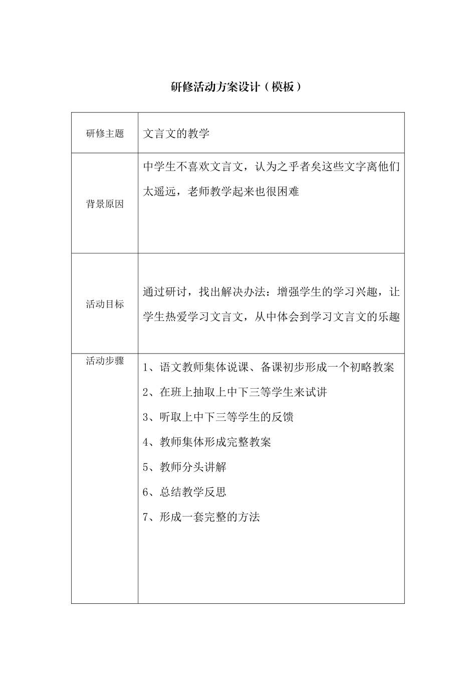 研修活动设计方案(模板)-(2)_第1页