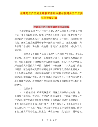 住建局三严三实主题教育活动方案与住建局三严三实工作方案汇编