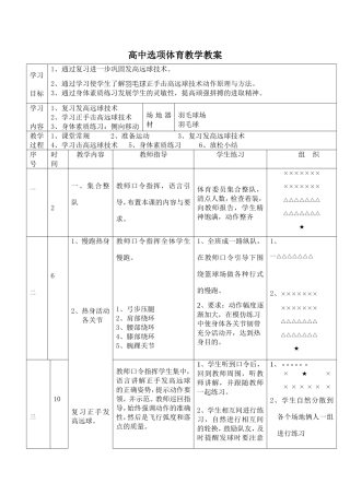 高中选项体育教学教案2
