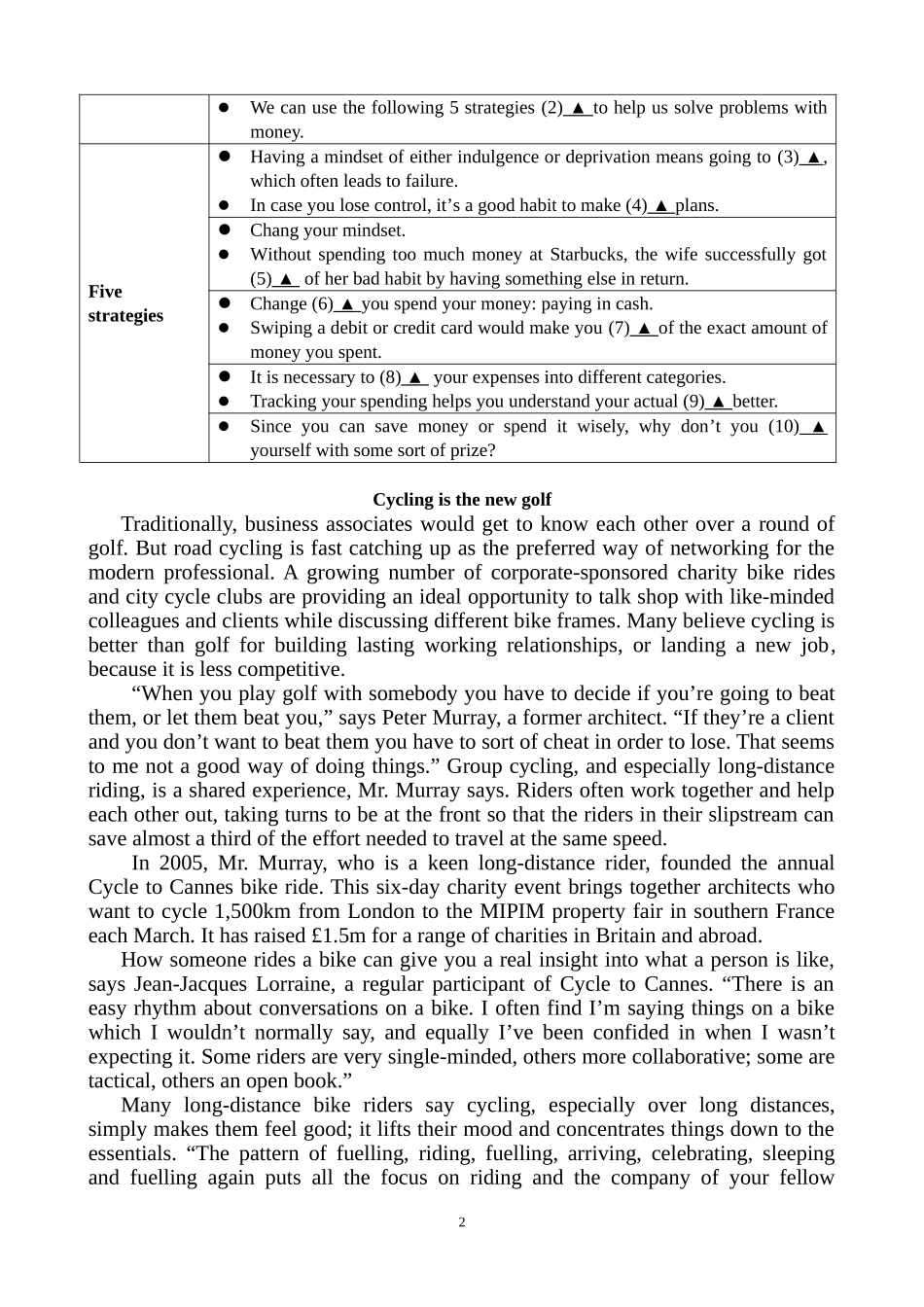 高三英语任务型阅读练习_第2页