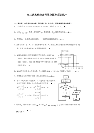 高三艺术班迎高考填空题专项训练一
