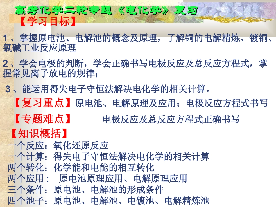 高三化学第二轮专题复习：《电化学》课件_第2页