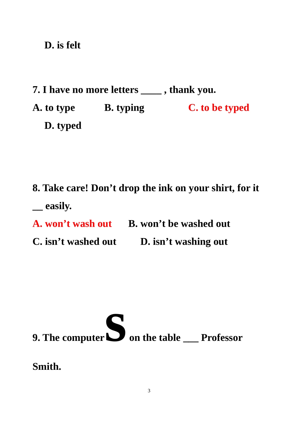 高一英语期末复习语法专练--被动语态（含答案）_第3页