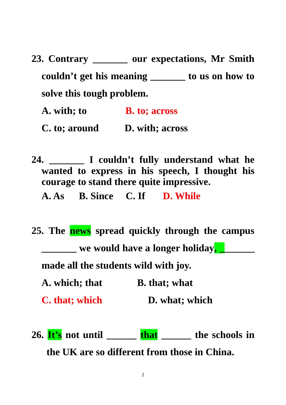 高一英语期末仿真练习2_第2页