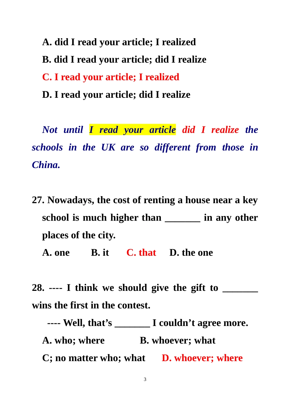 高一英语期末仿真练习2_第3页