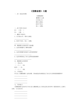 《登鹳雀楼》习题2