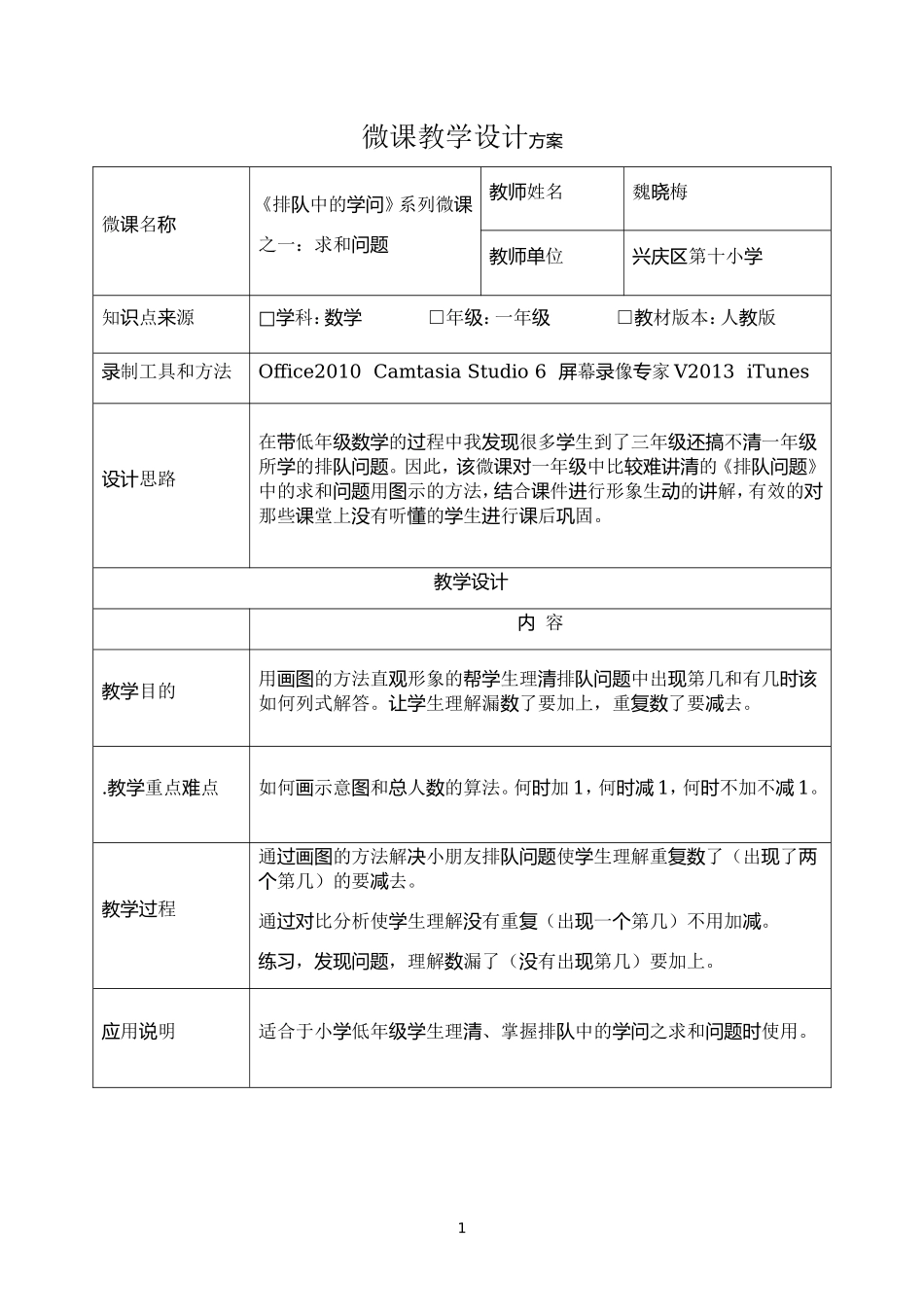 魏晓梅微课教学设计_第1页