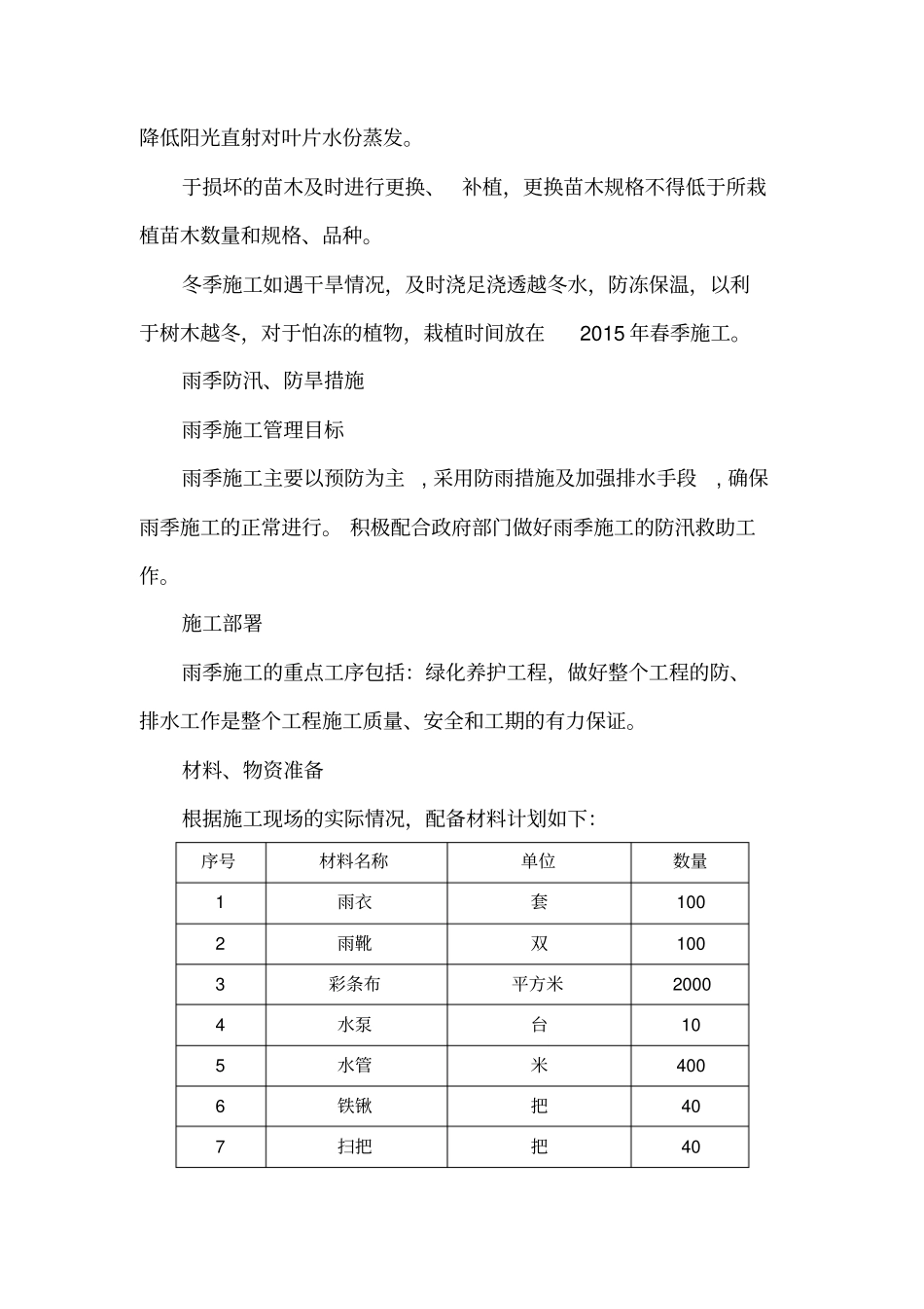 九冬雨季施工措施绿化_第3页