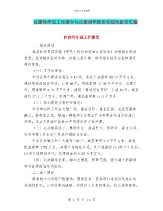 住建局年底工作报告与住建局年度治安综治报告汇编