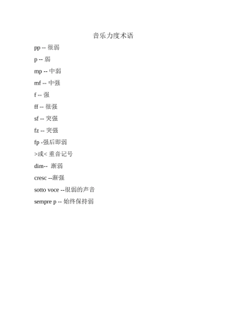 音乐力度术语
