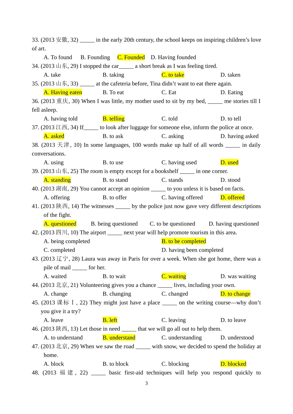 非谓语动词期末练习_第3页