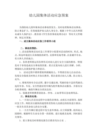 集体活动应急预案