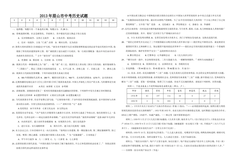 2013年眉山中考题_第1页