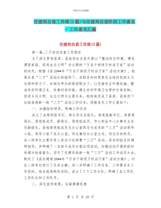 住建局自查工作报与住建局自查阶段工作意见