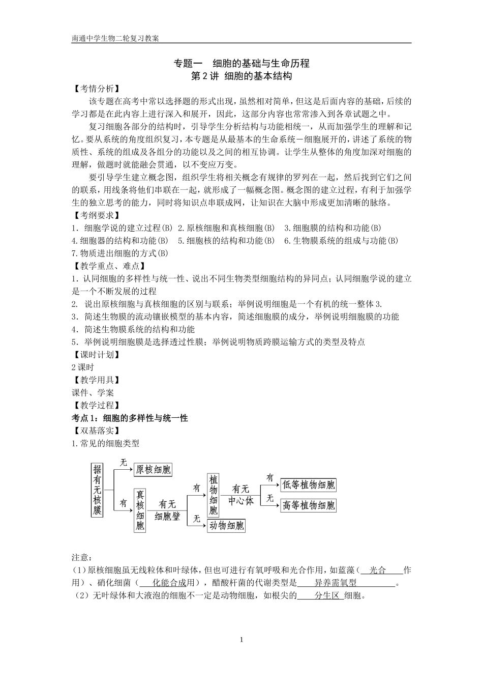 1.2细胞的基本结构(教案)_第1页