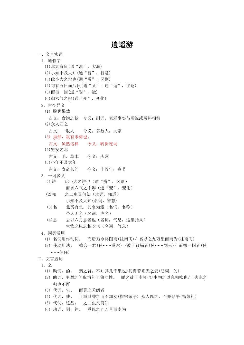 逍遥游知识点总结_第1页