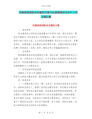 住建系统消防安全整治方案与住建领域安全生产工作方案汇编