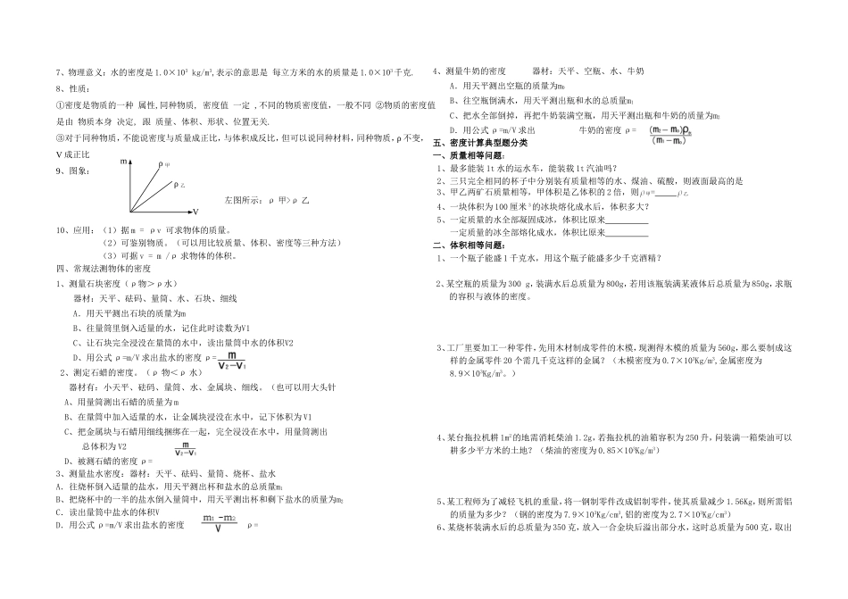 质量与密度基本知识梳理及密度计算典型题分类_第2页