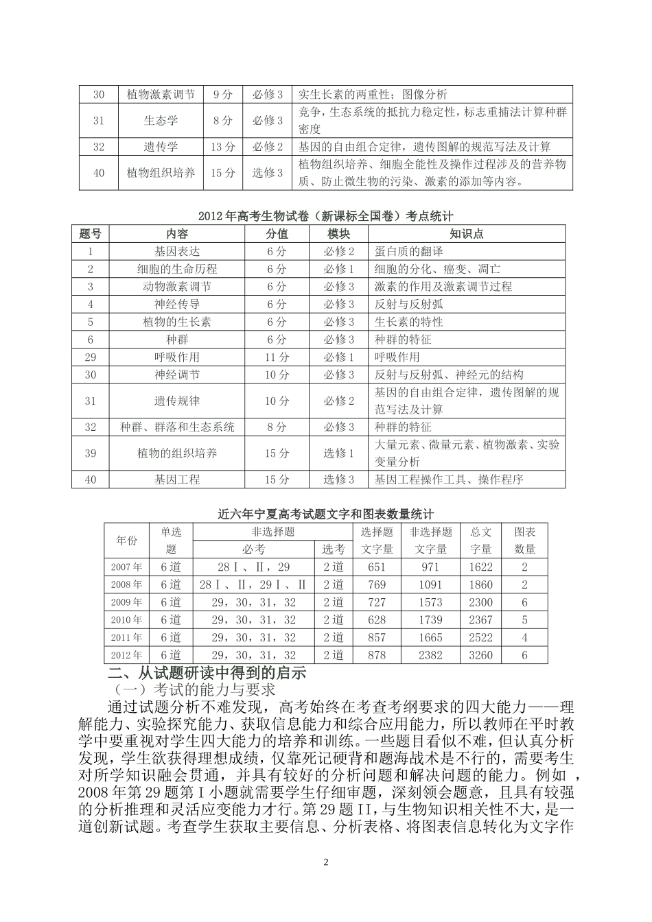 课改区高考试题分析（生物组）_第2页