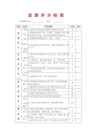 说课评分标准新