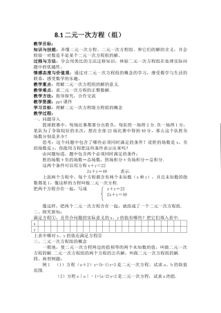 2011人教课标版初中数学《二元一次方程组》