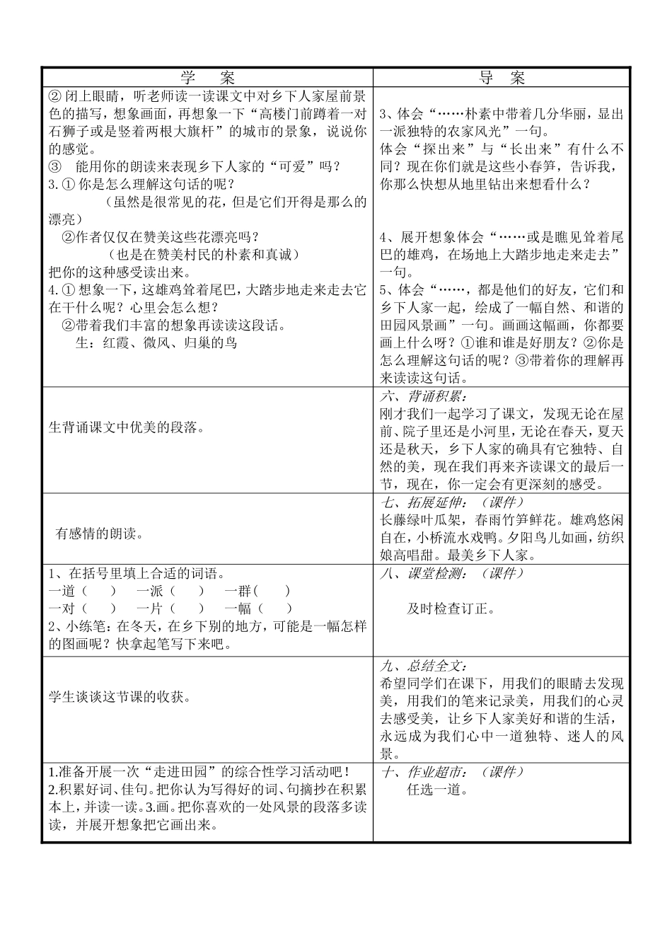 语文导学案21《乡下人家》_第3页