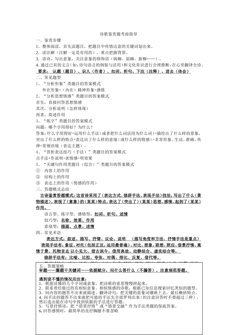 诗歌鉴赏题考前指导_第1页