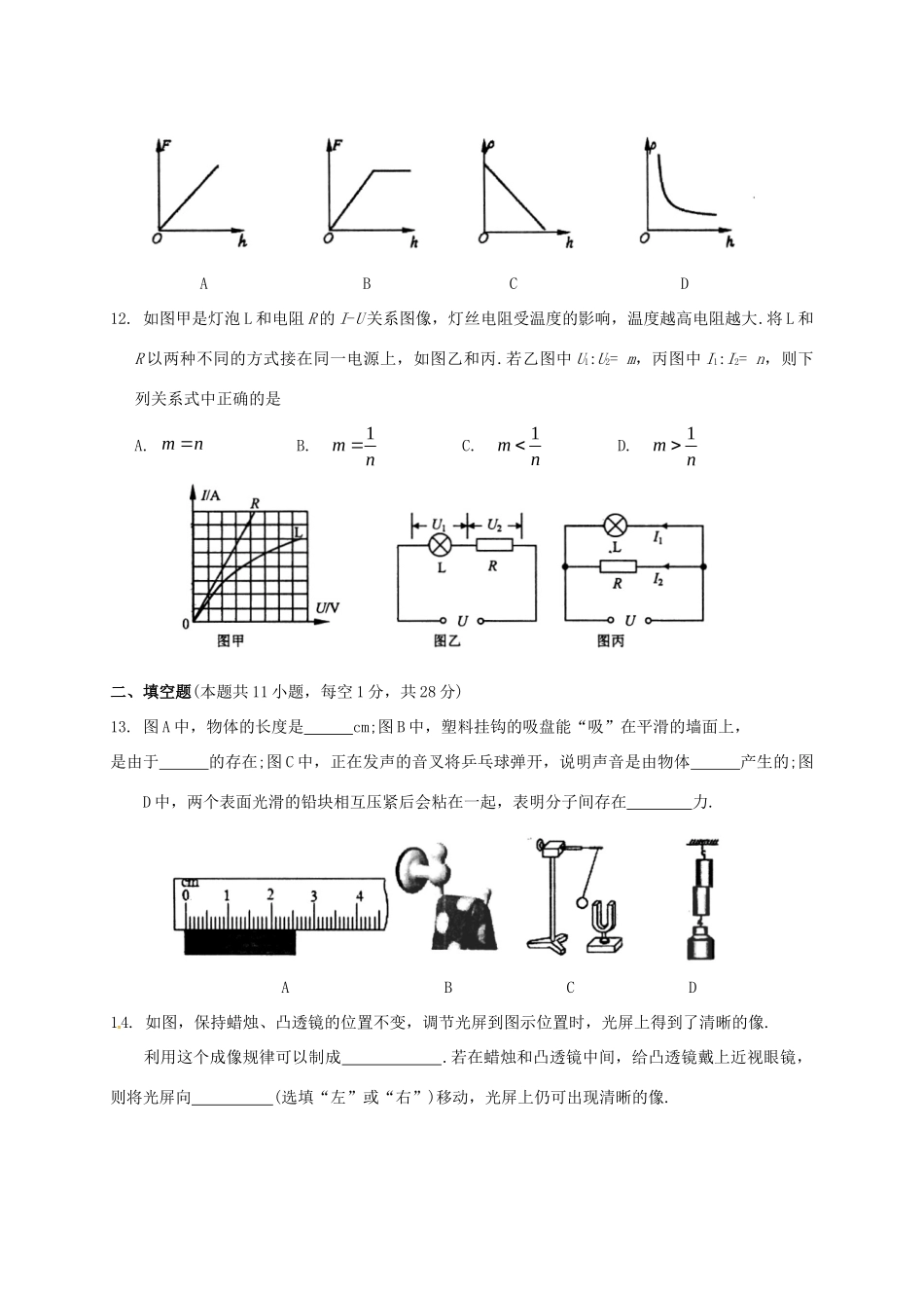 九年级物理5月教学质量调研测试卷试卷_第3页