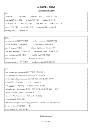译林版4B英语复习知识点
