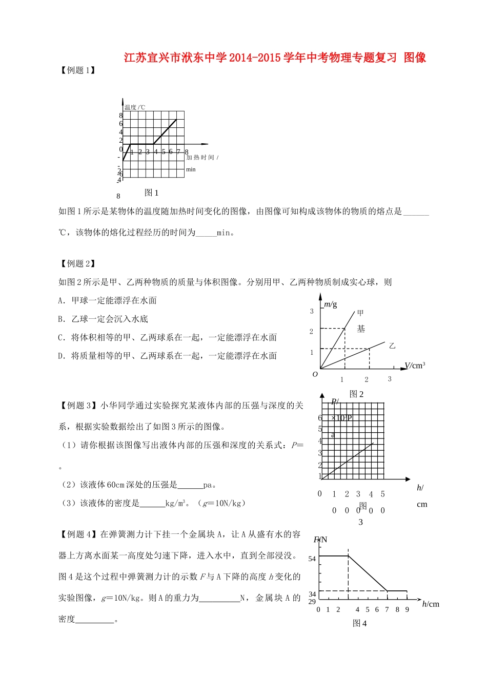 中考物理专题复习 图像试卷_第1页