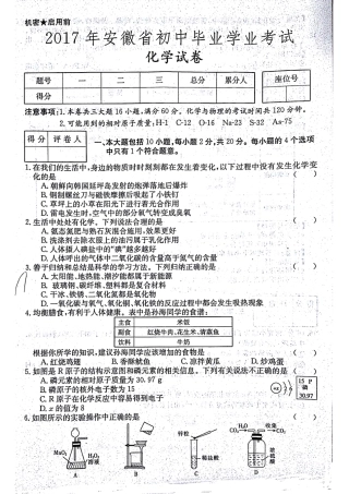 九年级化学最后一次模拟试卷(pdf)试卷