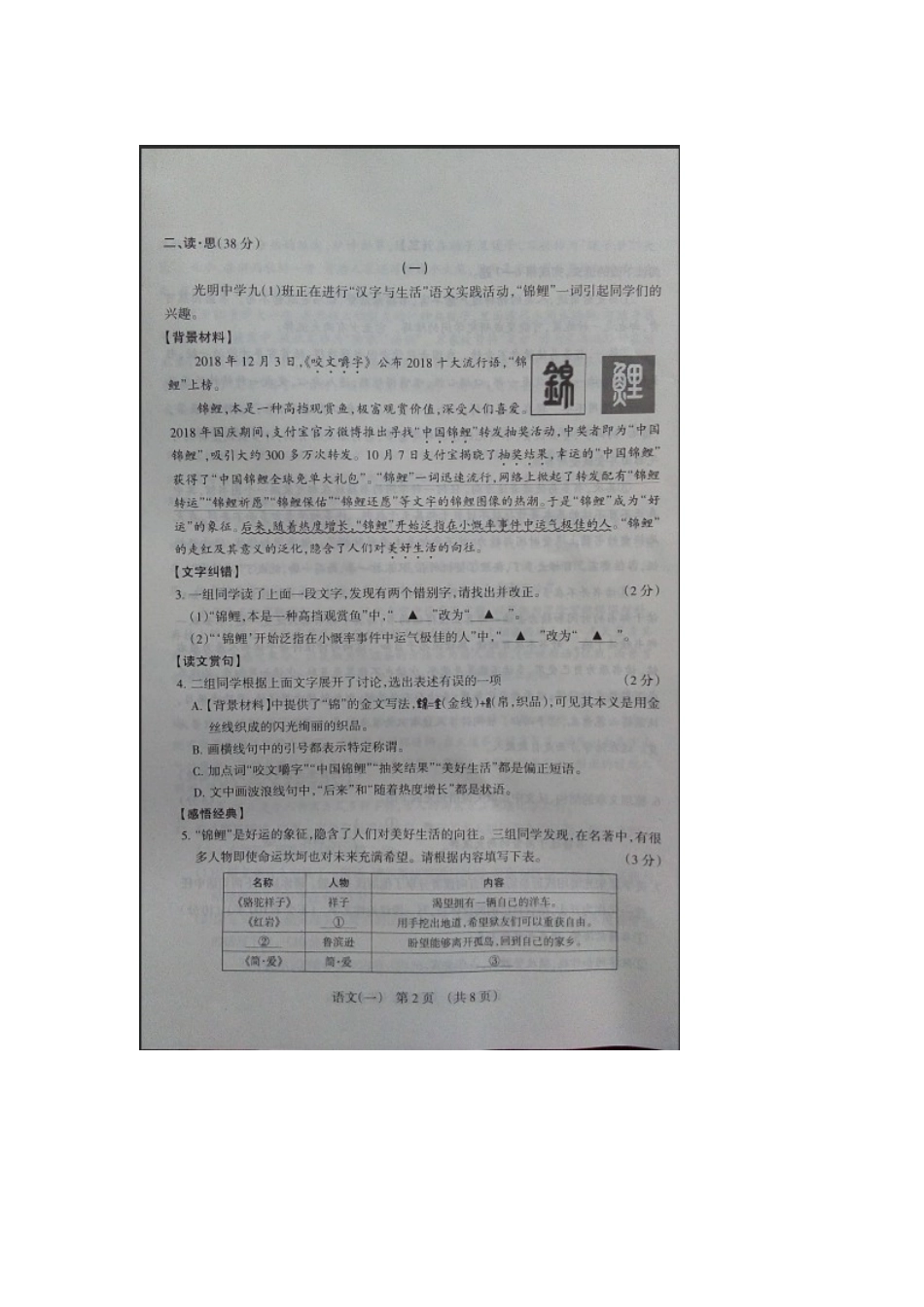 中考语文模拟百校联考试卷山西省中考语文模拟百校联考试卷(扫描版)_第2页