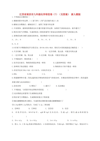 九年级化学培优卷(7) 新人教版试卷