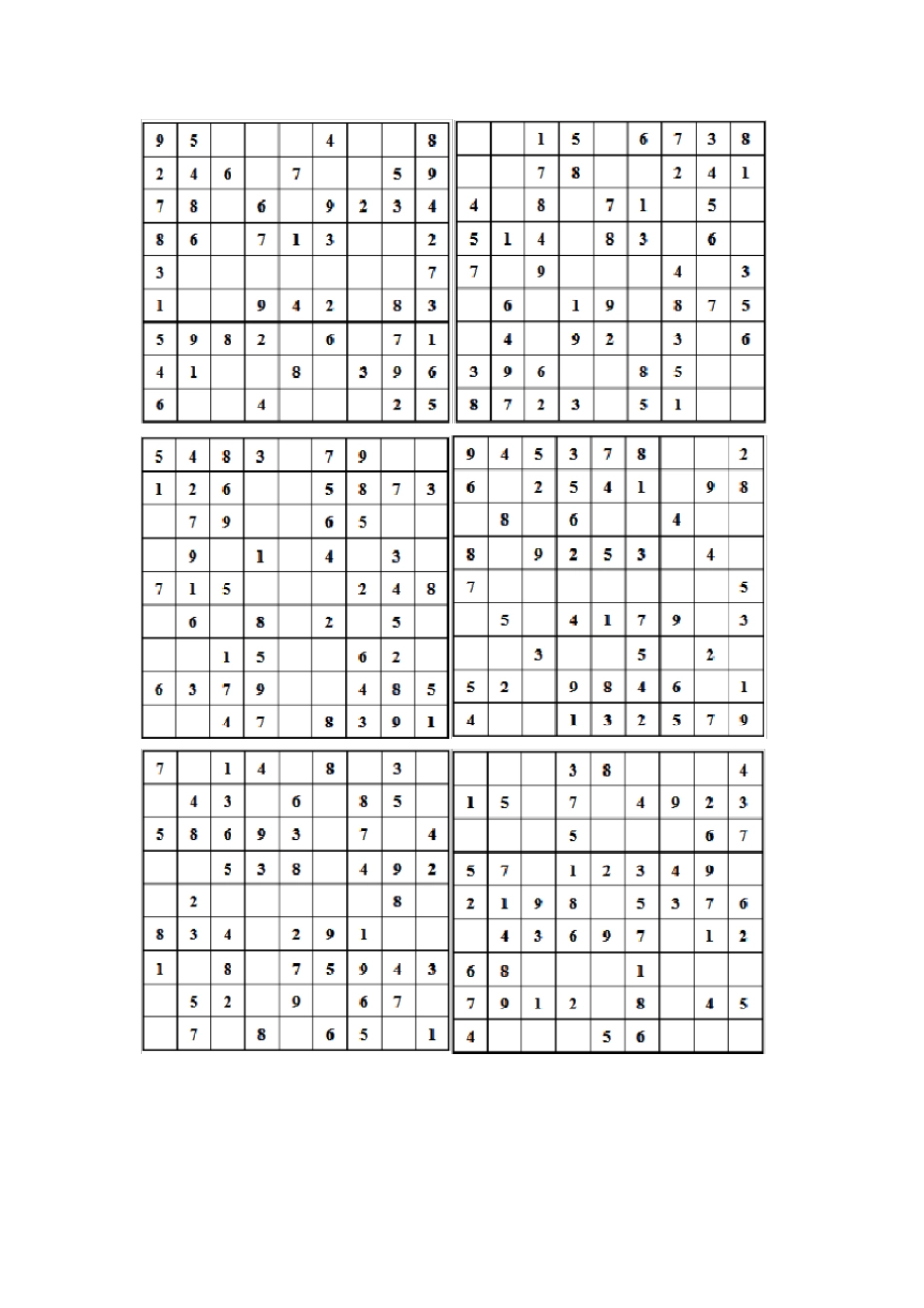 九宫格数独初级简单题目,可直接打印_第2页