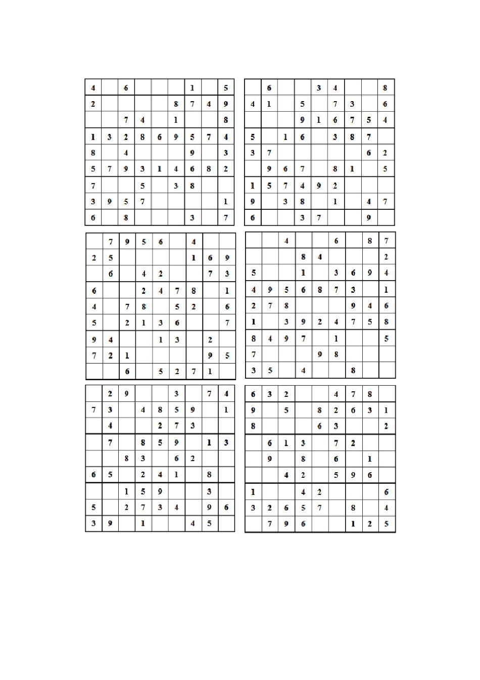 九宫格数独初级简单题目,可直接打印文档良心出品_第1页