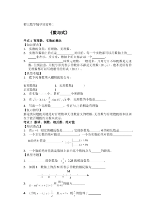 100测评网中考数学复习资料专题1-数与式