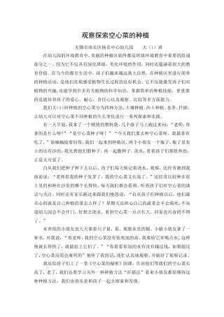 观察探索空心菜的种植