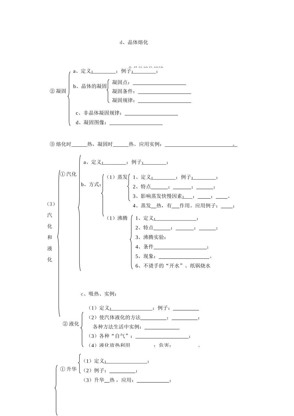 中考物理总复习 知识网络 第四章 物态变化试卷_第2页